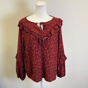 Sonoma Size 2x Floral Ruffle Blouse - Red